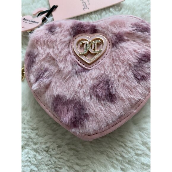 JUICY COUTURE GET COZY HEART ZIP AROUND WRISTLET WALLET PINK LEOPARD New - Picture 2 of 10
